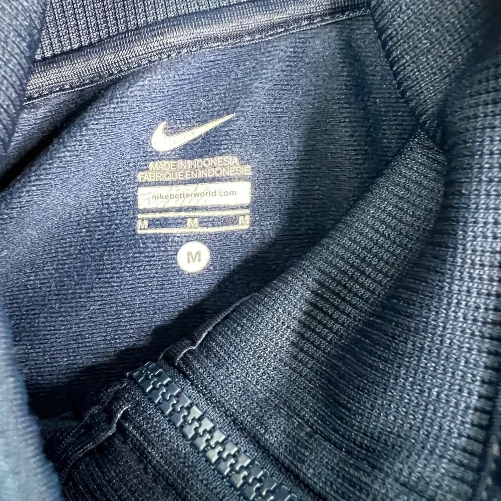 Nike‎ Jacket Womens Medium Blue White Swoosh Zip Lightweight Track Running Coat